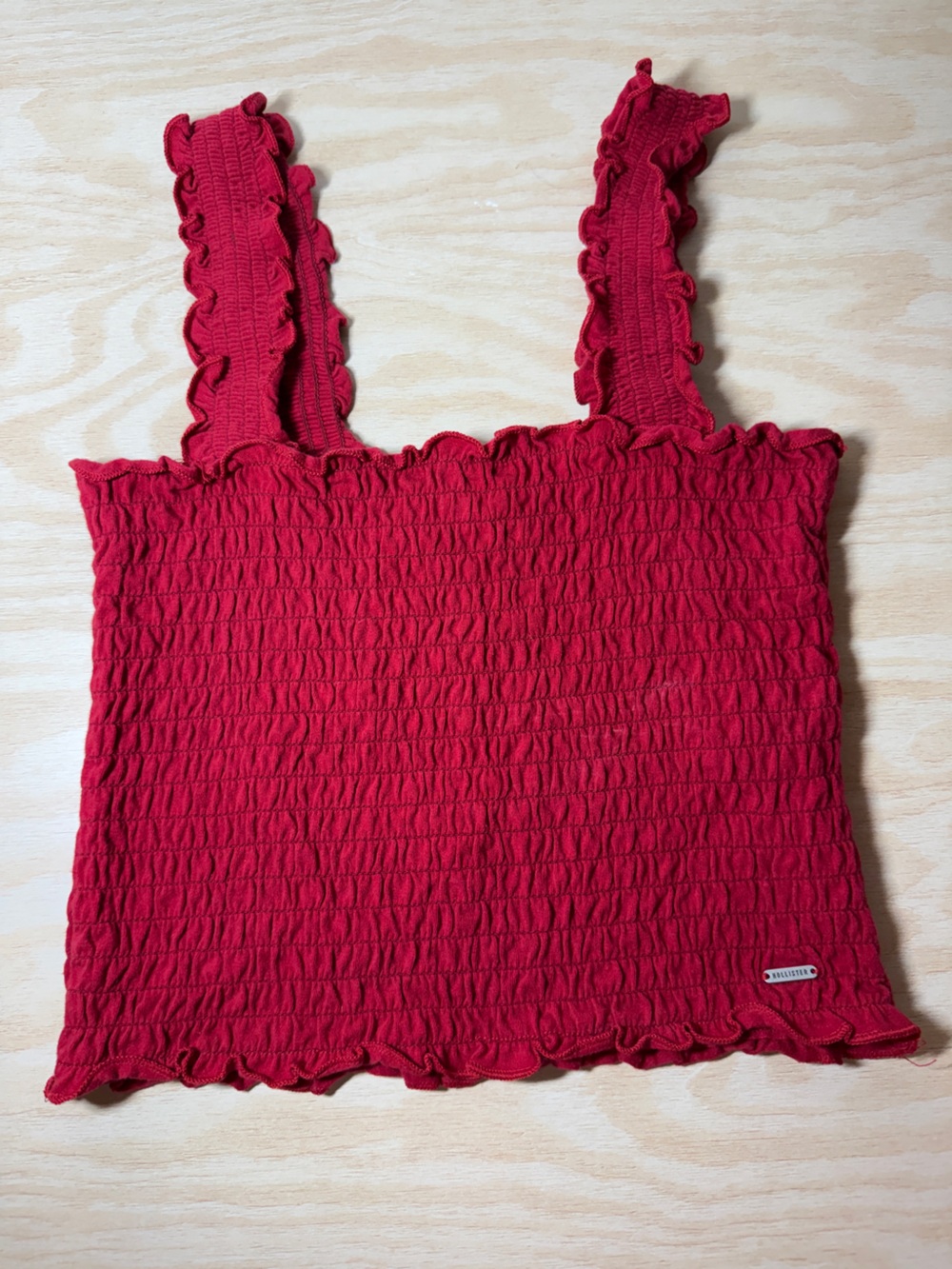Hollister Red Smocked Ruffle crop Tank Top size M